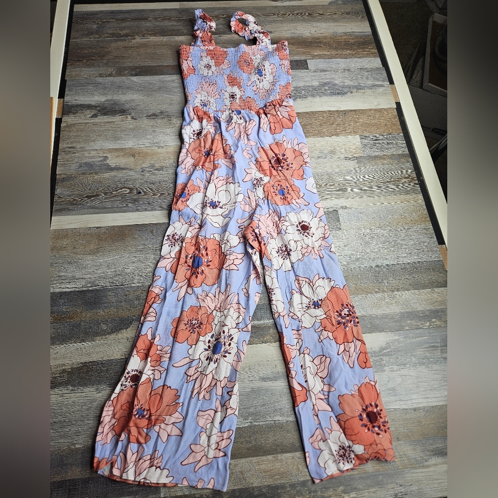 Wilfred Aritzia Chanti Jumpsuit Size Medium Purple Orange Floral - Picture 4 of 12